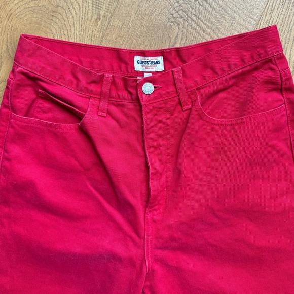 GUESS VINTAGE 90s Straight Leg Red Denim -  Vintage Size‎ 31 (Current 28) - EUC - Picture 3 of 8